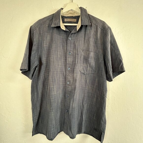 REI Mens Short Sleeve Button-Up Shirt Large Gray Space Dye Casual Lightweight - Picture 1 of 7